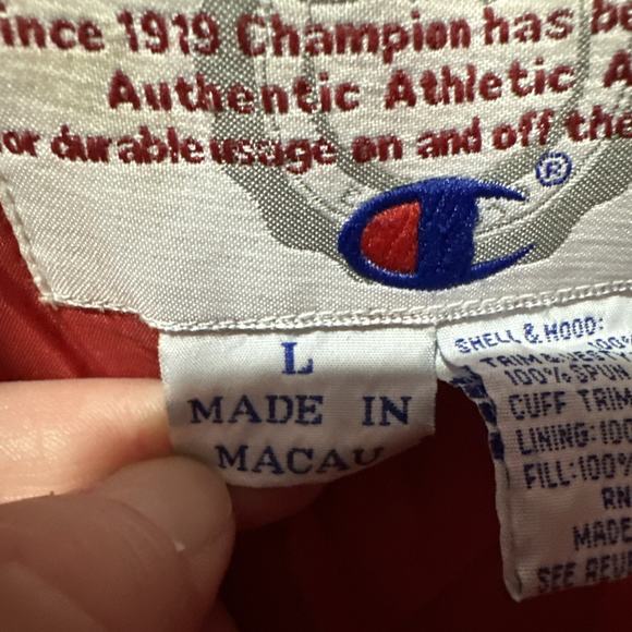 Champion Vintage NHL Detroit Red Wings Logo Embroidered Jacket Large Very Warm - Picture 14 of 16